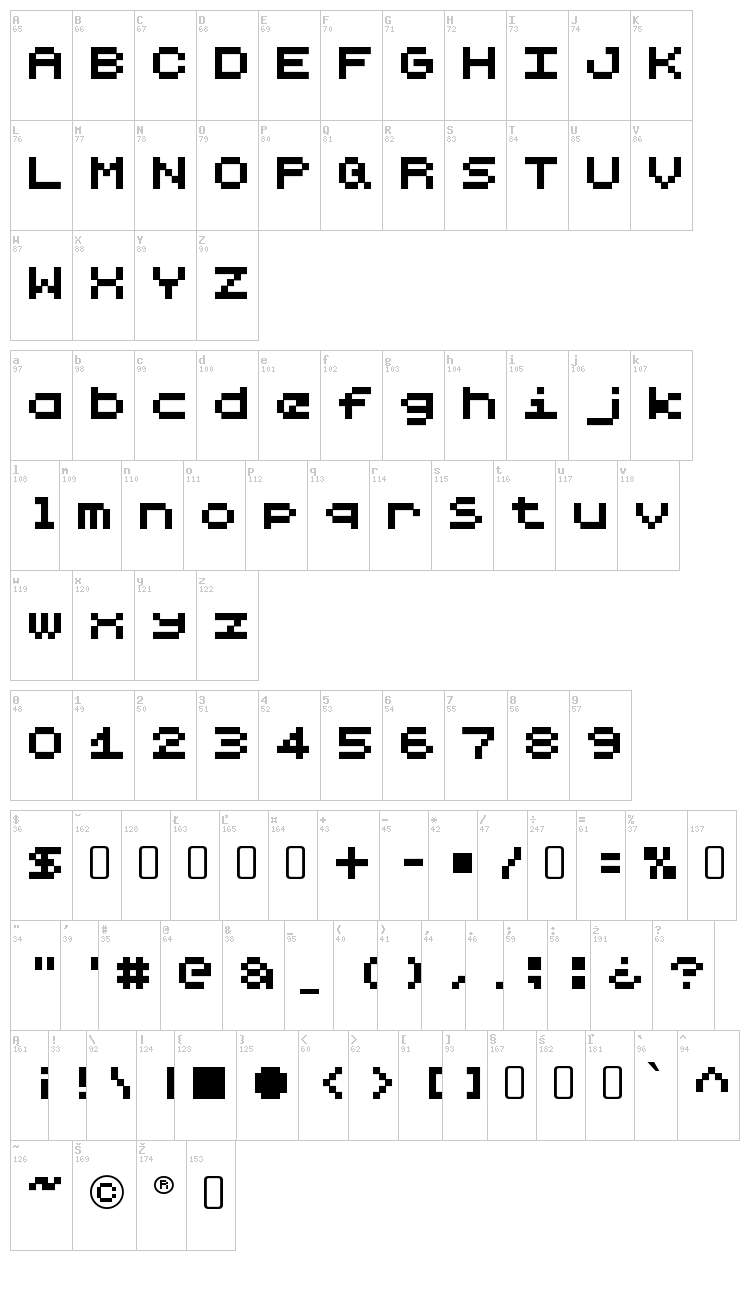 Lilliput Steps font map